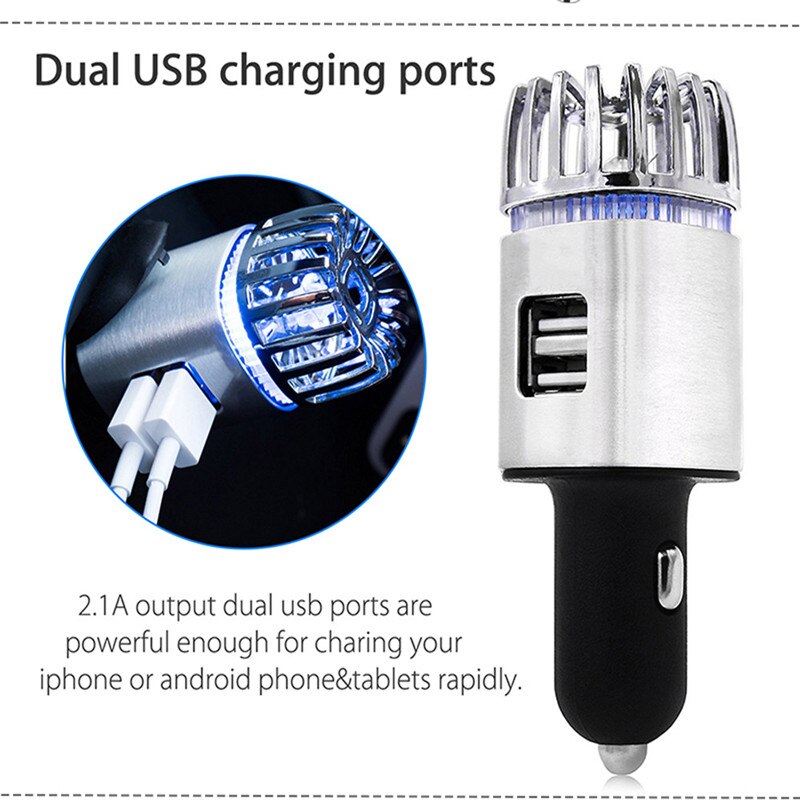 Car Air Purifier with Dual USB Charging Port