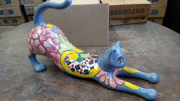 Talavera Pottery Stretch Cat 17"