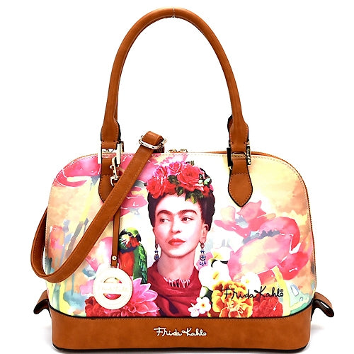 Authentic Frida Kahlo with Parrot in Flowers Dome Satchel